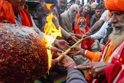 At Ayodhya Ram temple, a 108-foot incense stick is ignited as consecration ceremonies get underway.