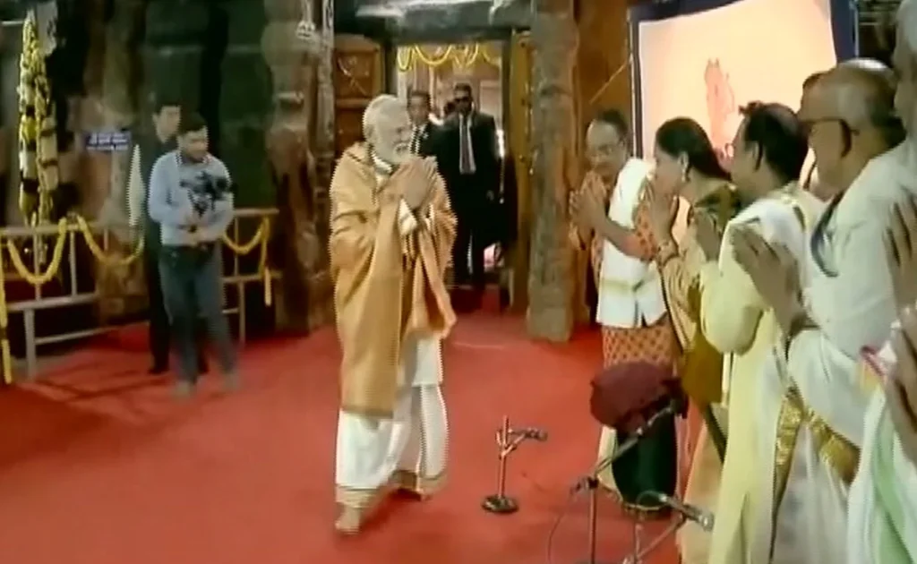 Modi in a Temple in Andhra