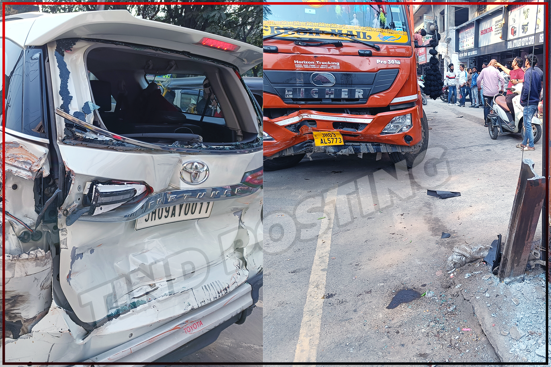 Jamshedpur News: Big accident in Mango, Truck hits a Fortuner Near Payal Talkies and Hanuman Mandir – Watch Video..