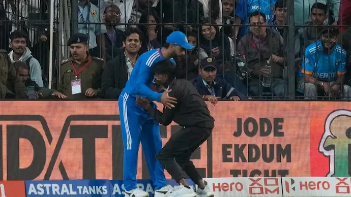 IND vs. AFG 2nd T20I in Indore: Police detain pitch invader for touching and hugging Virat Kohli’s feet