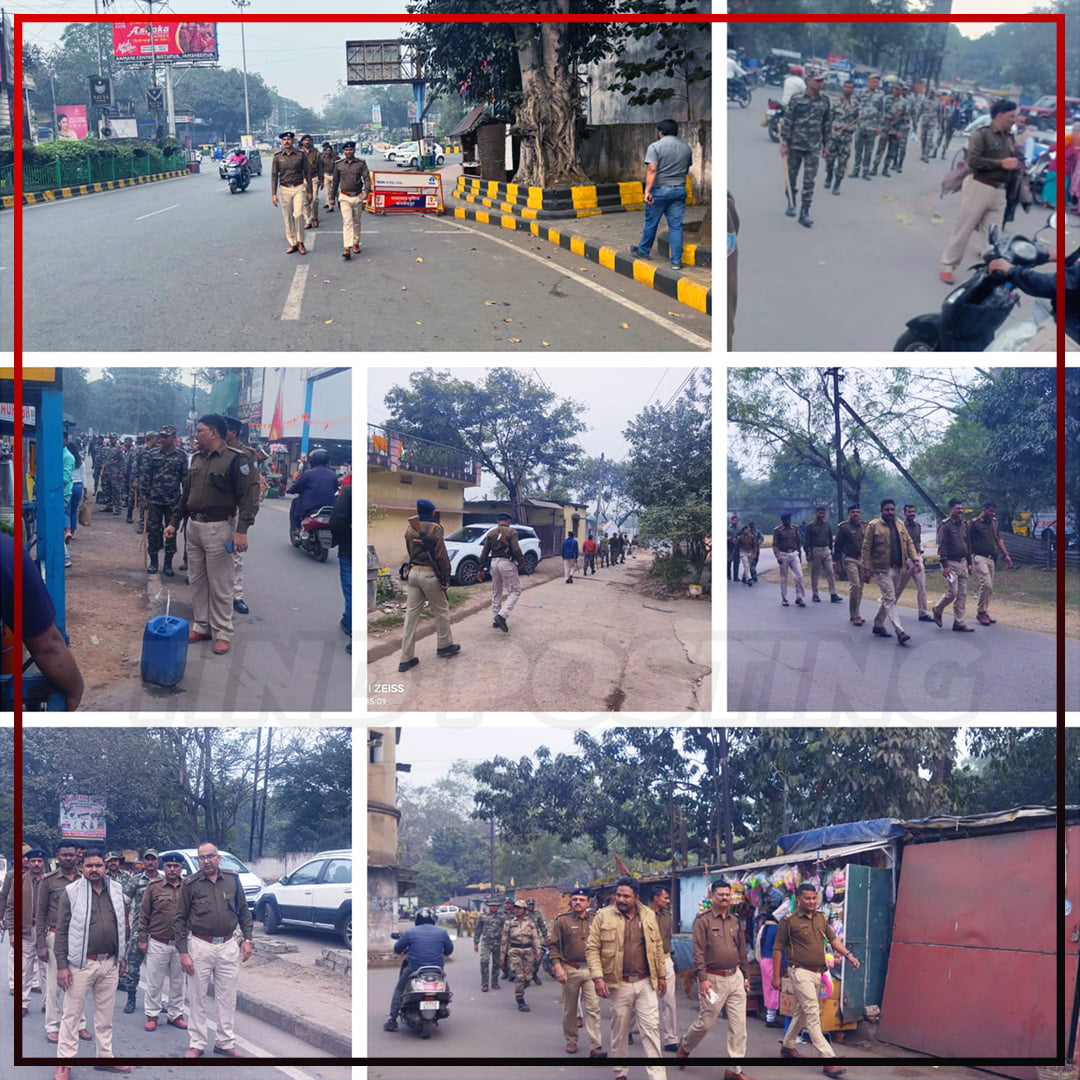 Jamshedpur Police foot patrolling against drug addiction and gambling