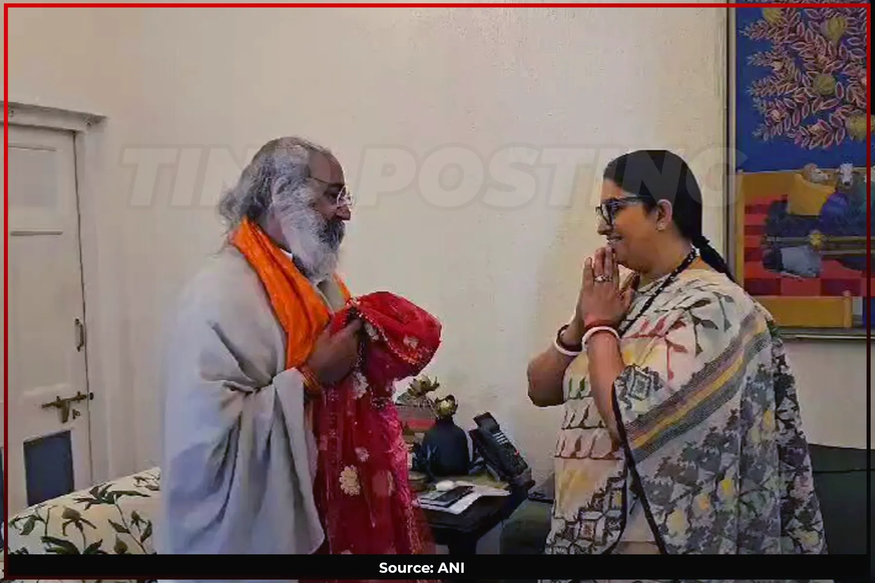 Congress leader, Acharya Pramod Krishnam visited Smriti Irani to invite her for Kalki Dham