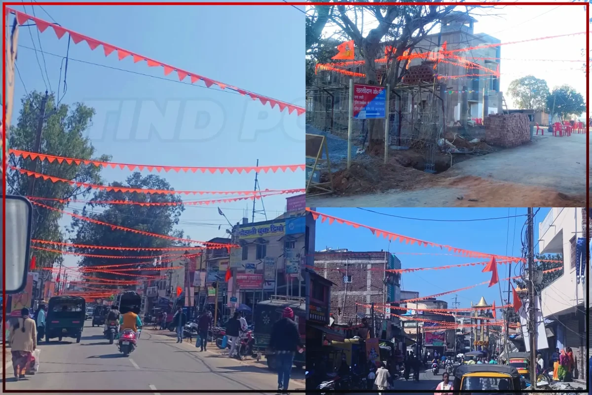 bhagwa flag on street of jharkhand