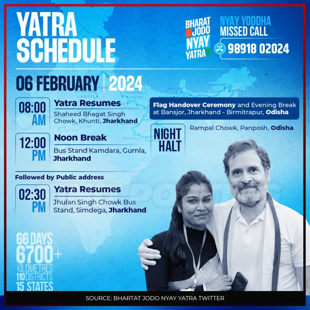 bharat jodo nyay yatra schedule jharkhand