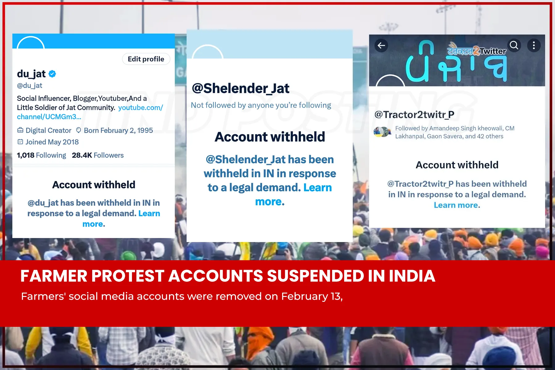 Government has banned social media accounts related to Farmers Protest 2024