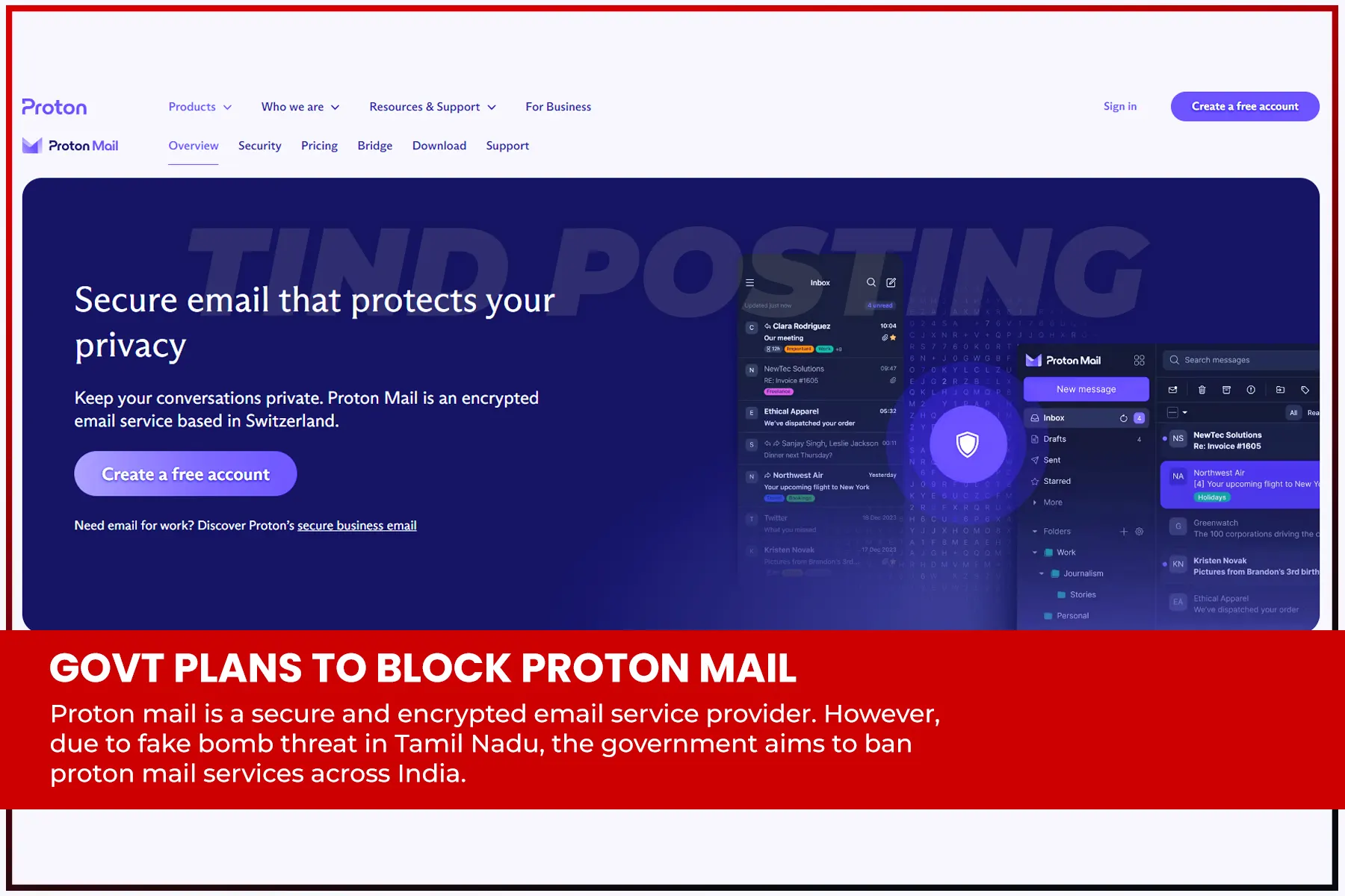 Govt Plans to Ban Secure Email Service Proton Mail after Fake Bomb Threat