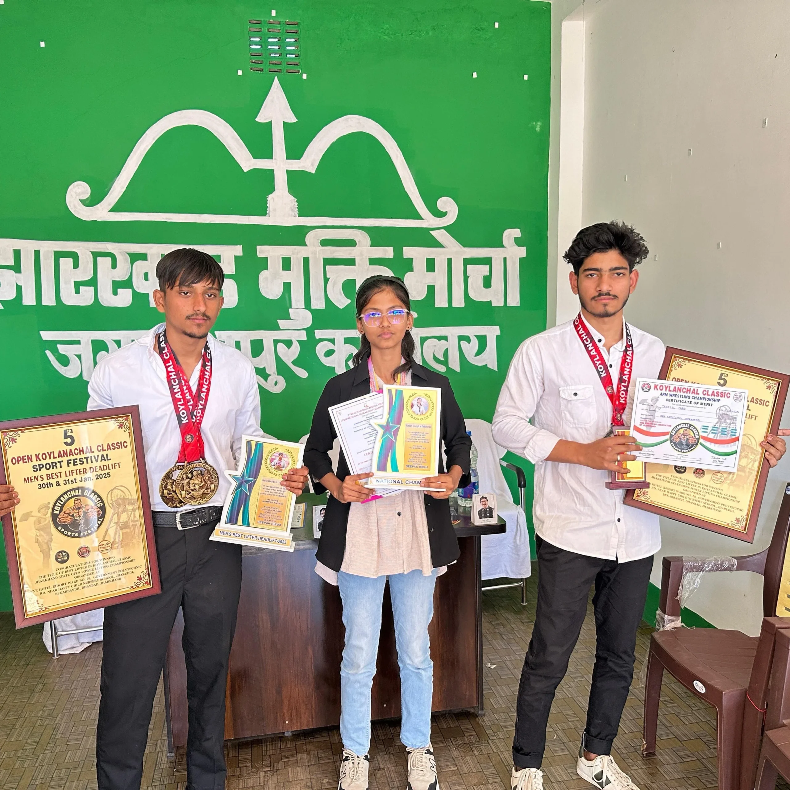 Jharkhand Honors Athletes for Taekwondo Gold, Deadlift Win & Arm Wrestling Success